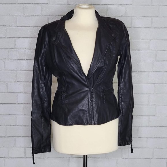 Blank NYC Vegan Faux Leather Moto Jacket Black XS - Picture 2 of 5